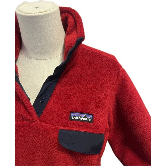 Patagonia Re-Tool Snap T Pullover Red navy Sweater Polartec Fleece Medium camp - Picture 2 of 8